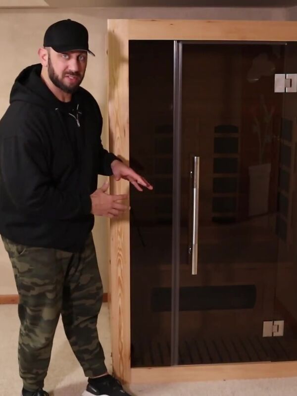 Big Mike inside the SweatLabs infrared sauna